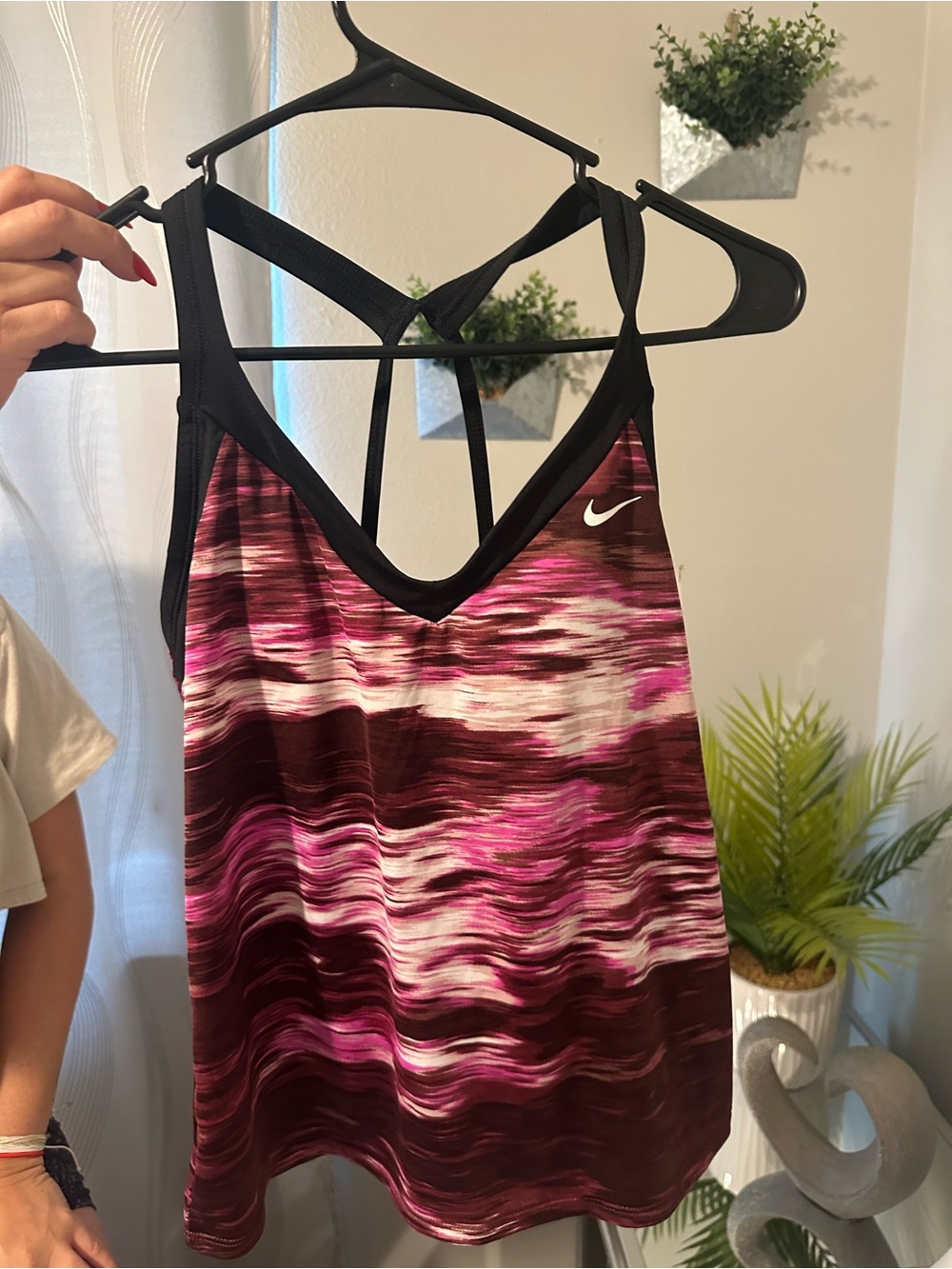 Nike Pink Maroon Striped Racerback Tank Top